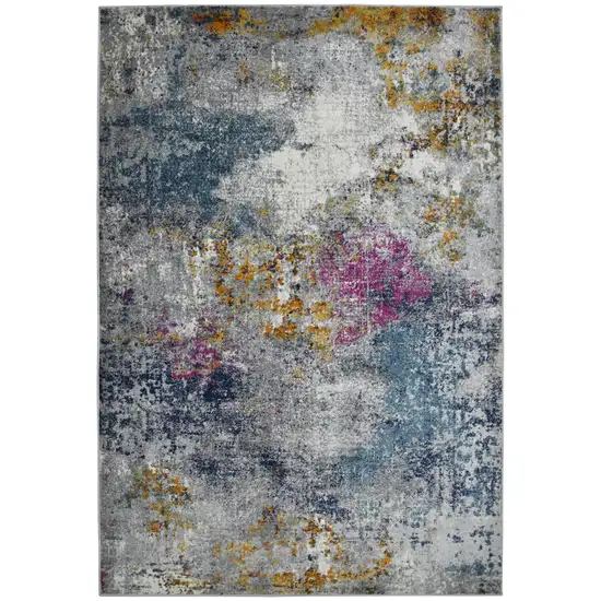 5' x 7' Blue and Pink Abstract Power Loom Area Rug Photo 1
