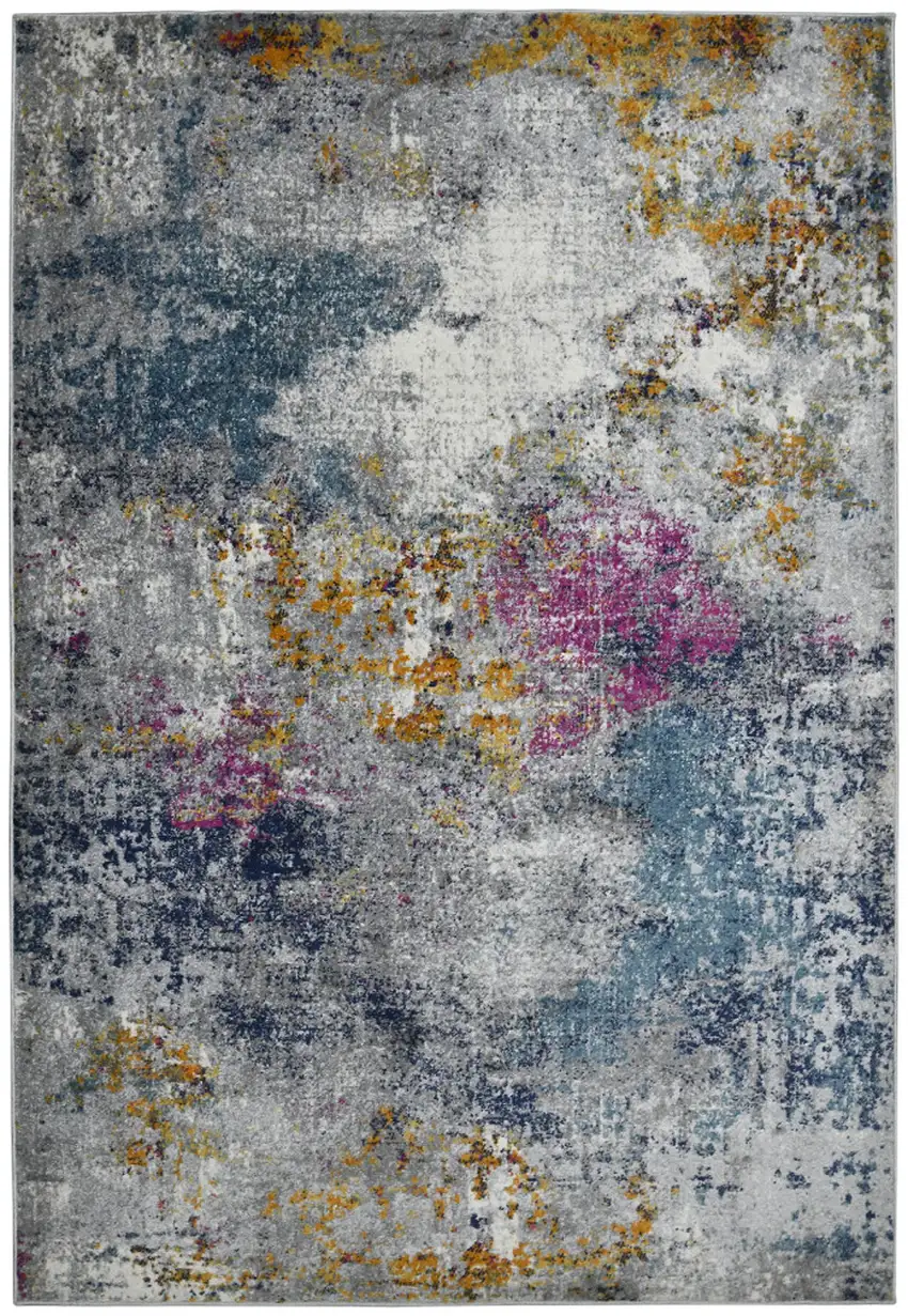 5' x 7' Blue and Pink Abstract Power Loom Area Rug Photo 1