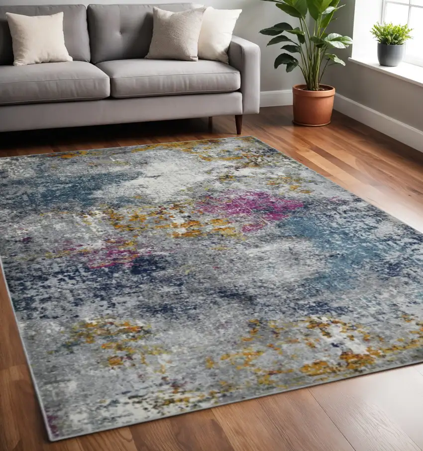 Blue Gray And Purple Area Rug Photo 1