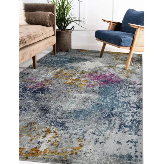 5' x 7' Blue and Pink Abstract Power Loom Area Rug Photo 6