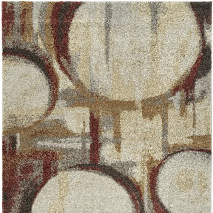 3' x 5' Brick Ivory And Gold Abstract Geometric Area Rug Photo 4