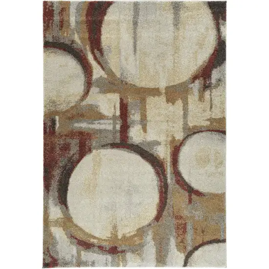 3' x 5' Brick Ivory And Gold Abstract Geometric Area Rug Photo 5