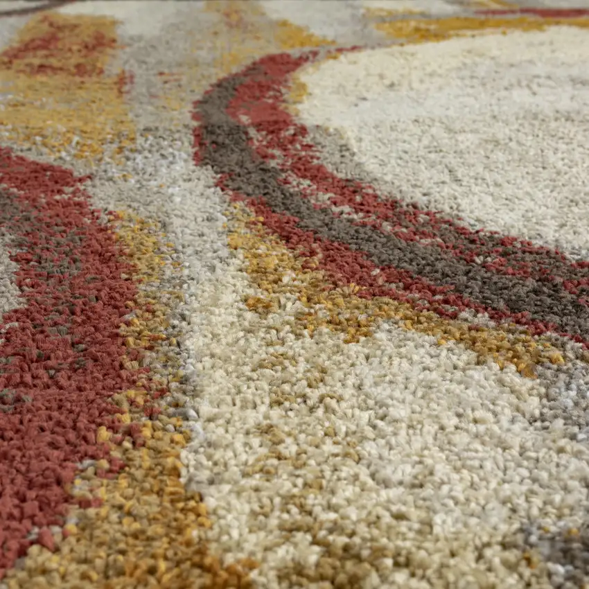 3' x 5' Brick Ivory And Gold Abstract Geometric Area Rug Photo 9
