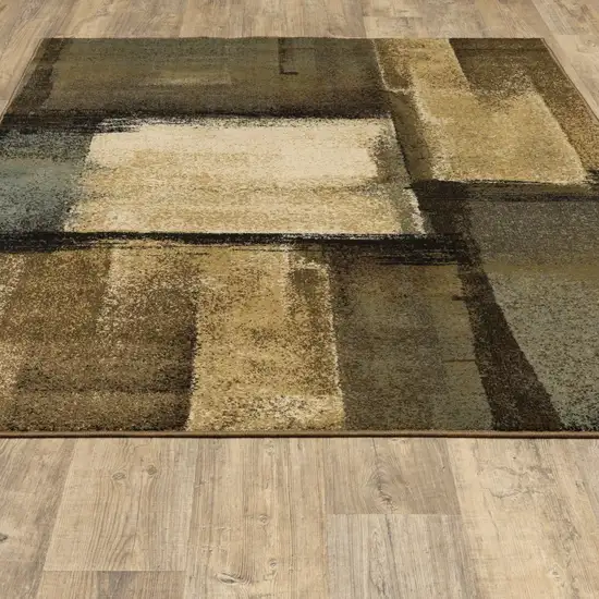 3'x5' Brown and Beige Distressed Blocks Area Rug Photo 2