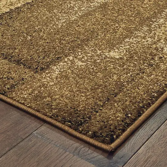 3'x5' Brown and Beige Distressed Blocks Area Rug Photo 3