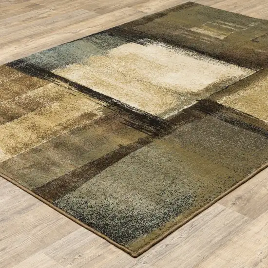 3'x5' Brown and Beige Distressed Blocks Area Rug Photo 7