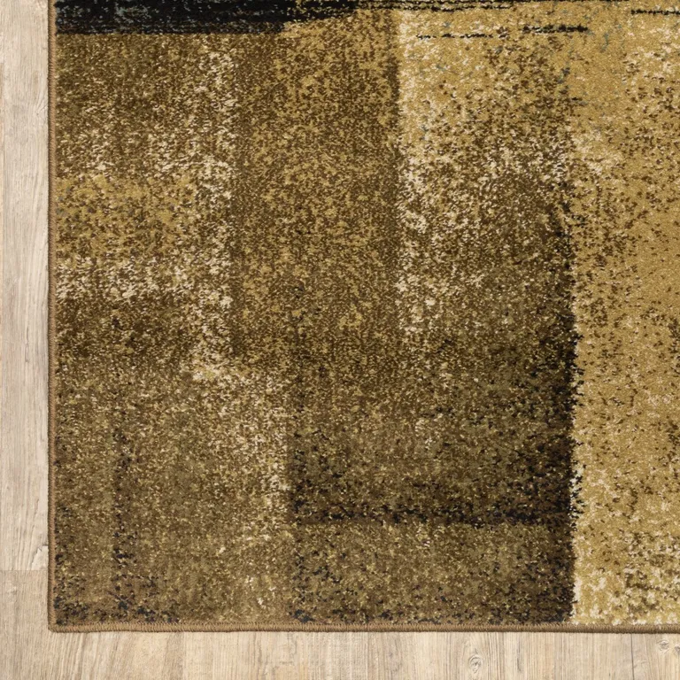 5'x7' Brown and Beige Distressed Blocks Area Rug Photo 4