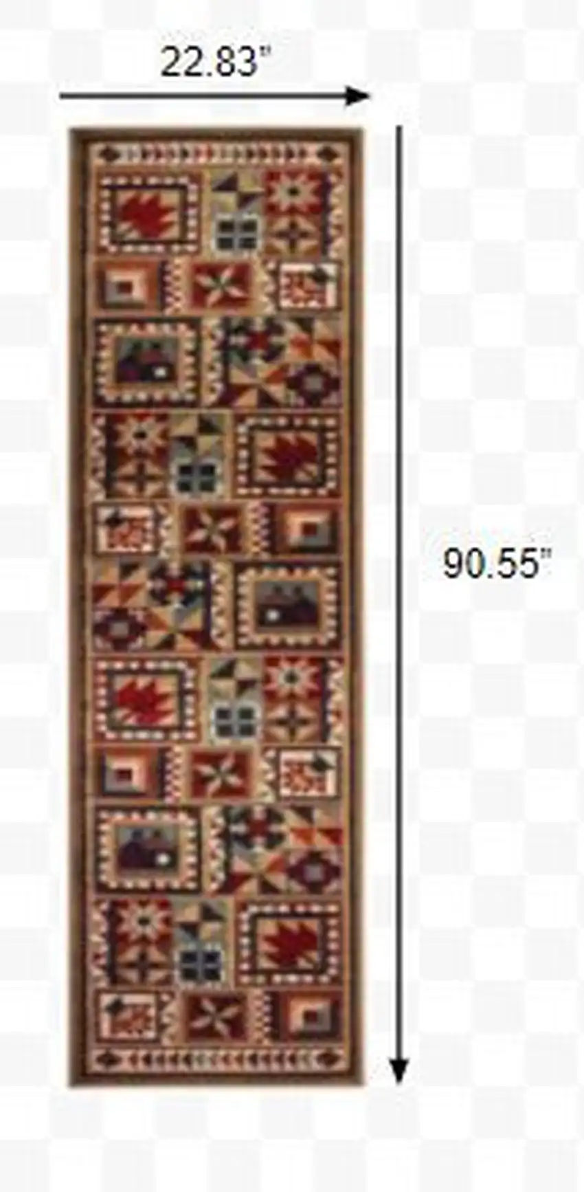 2'x8' Brown and Red Ikat Patchwork Runner Rug Photo 2