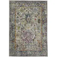 Photo of 2' x 3' Gray Floral Power Loom Area Rug