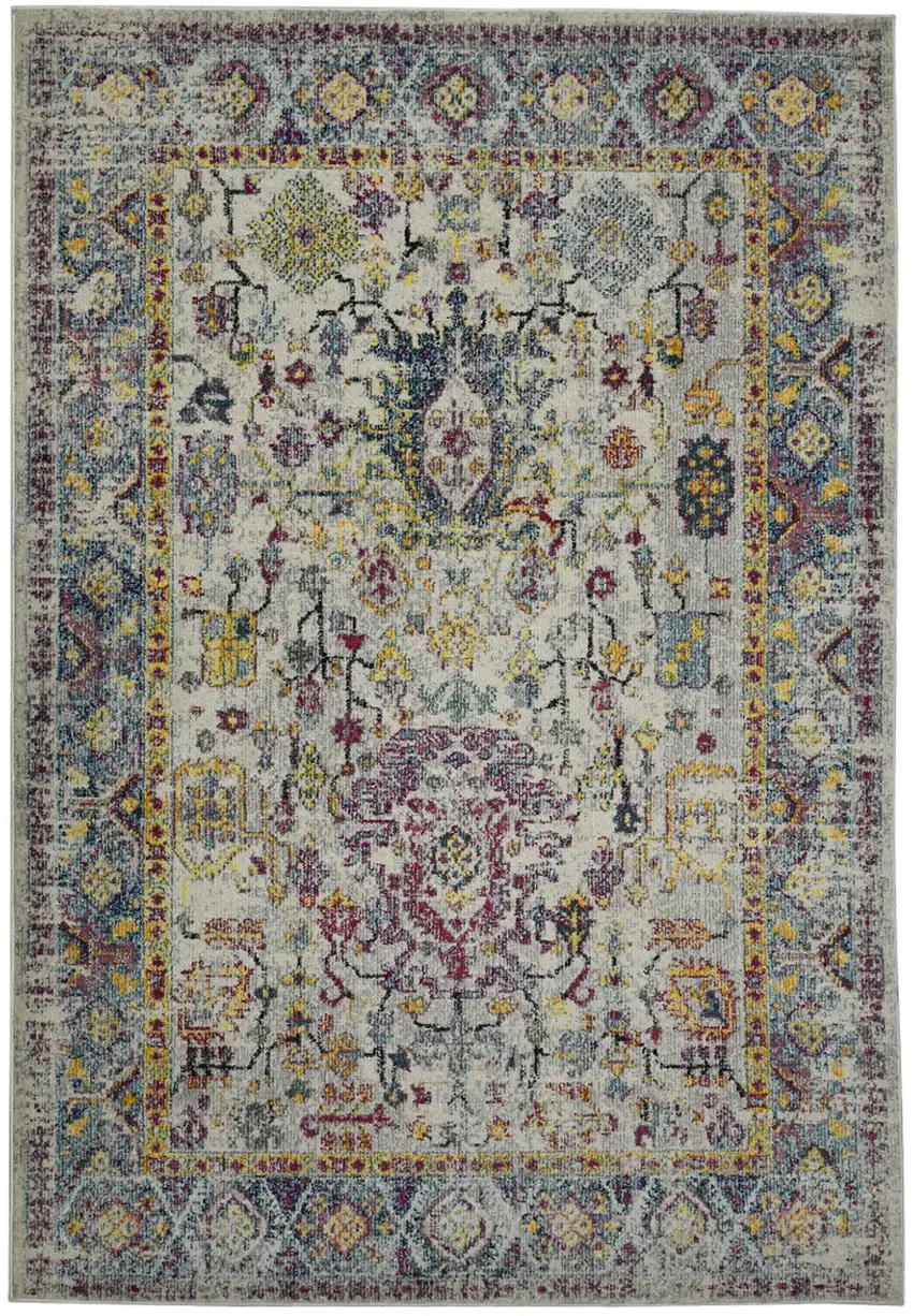 2' x 3' Gray Floral Power Loom Area Rug Photo 1