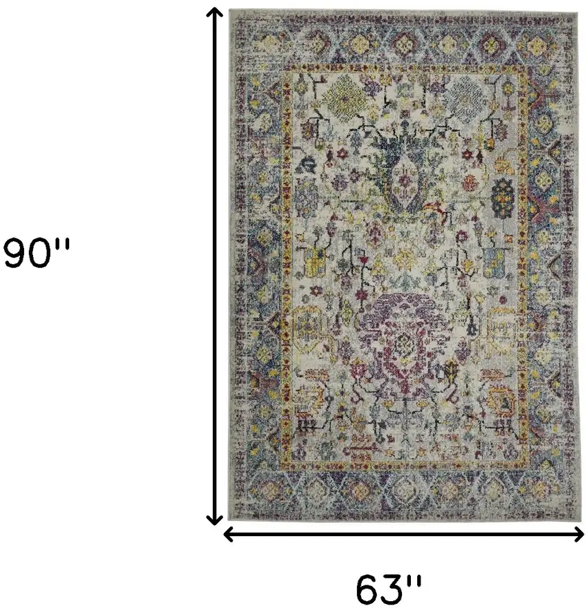 5' x 7' Gray Floral Power Loom Area Rug Photo 9