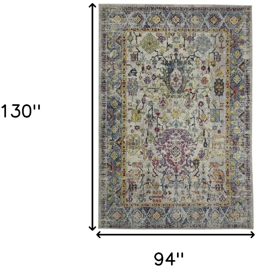8' x 11' Gray Floral Power Loom Area Rug Photo 9