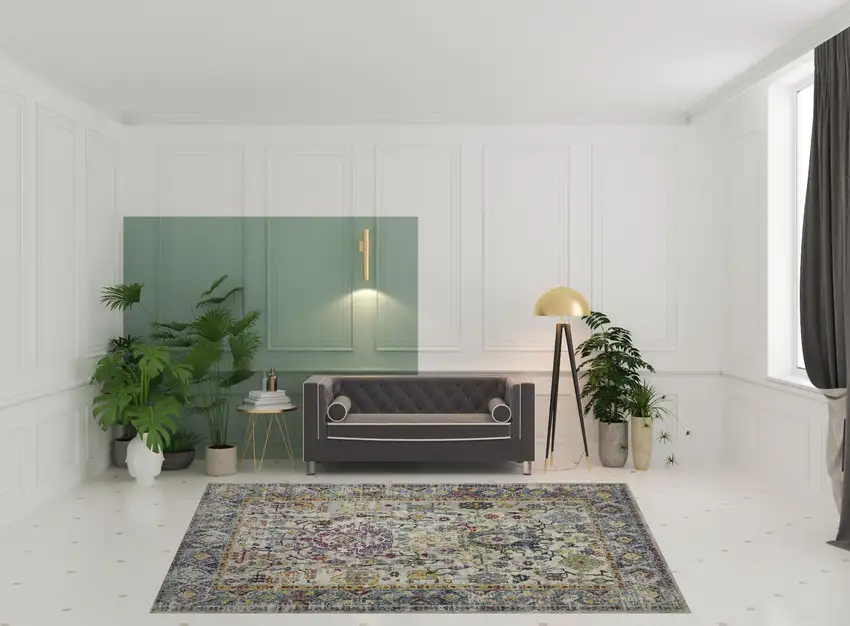 8' x 11' Gray Floral Power Loom Area Rug Photo 2