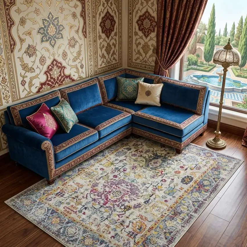 Gray Blue And Purple Area Rug Photo 1