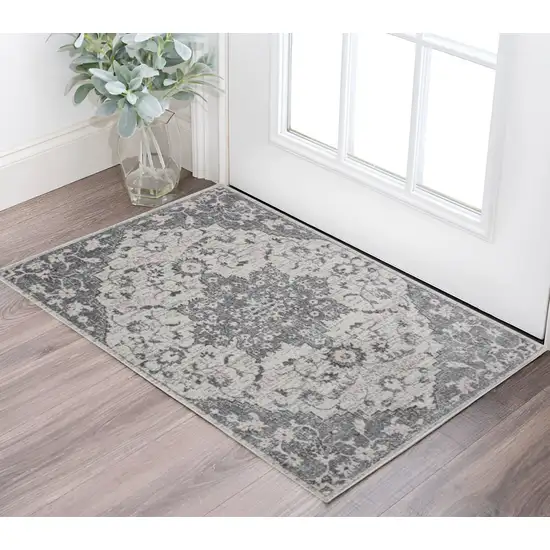 Gray And Dark Gray Area Rug Photo 1
