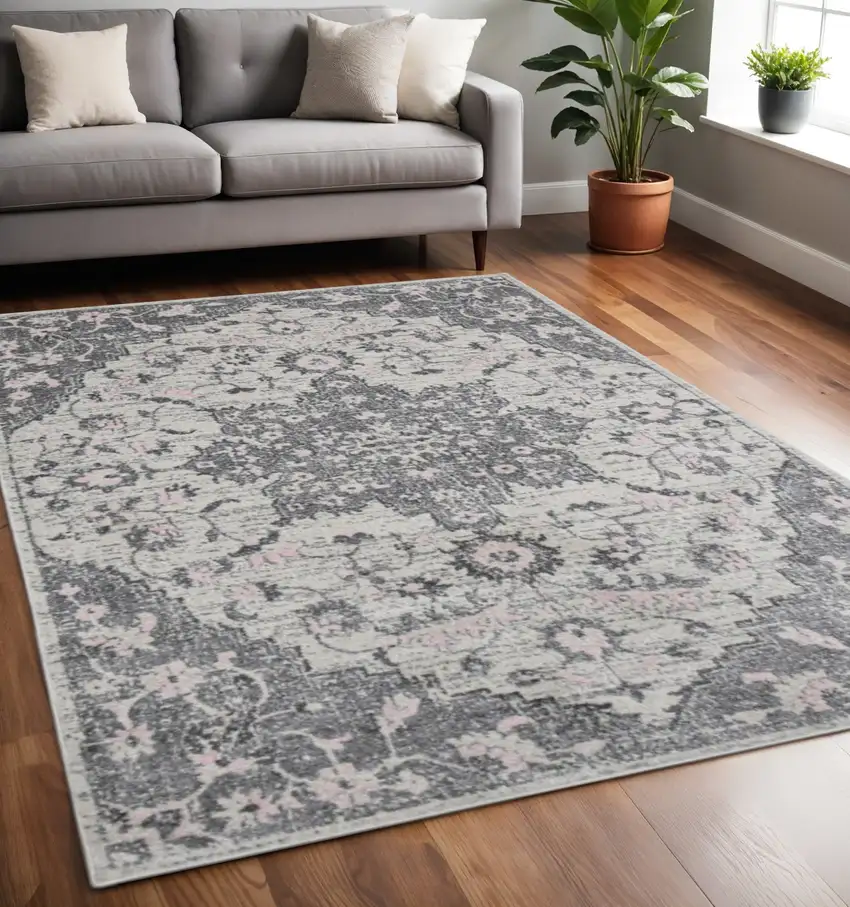 Gray And Dark Gray Area Rug Photo 1