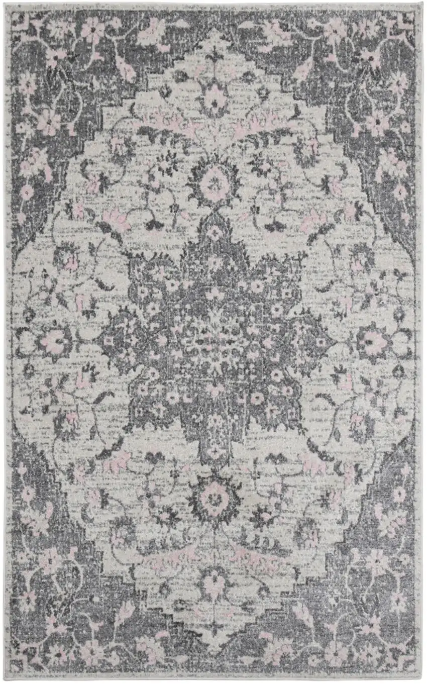 5' x 7' Gray Medallion Power Loom Area Rug Photo 1