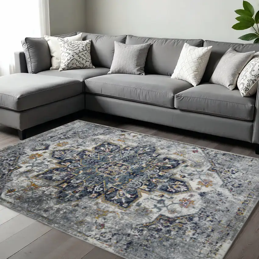 Gray Blue And Brown Area Rug Photo 1