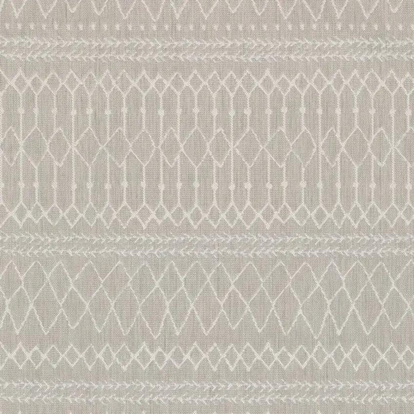 7'x9' Gray and Ivory Geometric Indoor Outdoor Area Rug Photo 9