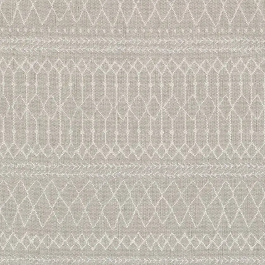 8'x11' Gray and Ivory Geometric Indoor Outdoor Area Rug Photo 9