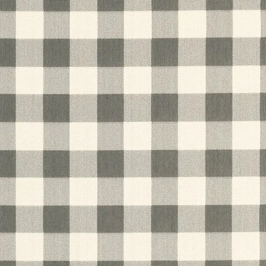 7'x10' Gray and Ivory Gingham Indoor Outdoor Area Rug Photo 5