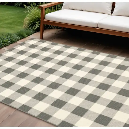 Gray And Ivory Indoor Outdoor Area Rug Photo 1