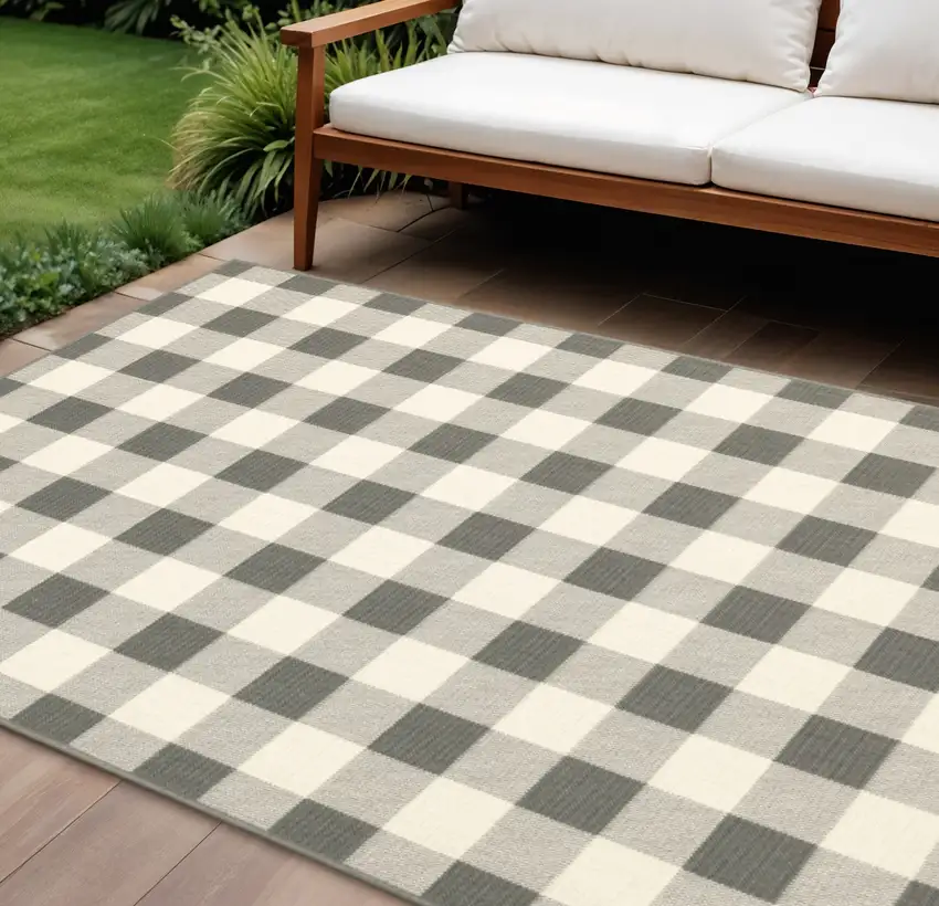 Gray And Ivory Indoor Outdoor Area Rug Photo 1
