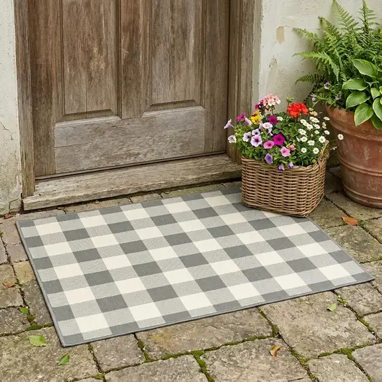 Gray And Ivory Indoor Outdoor Area Rug Photo 1