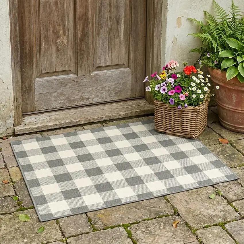 Gray And Ivory Indoor Outdoor Area Rug Photo 1