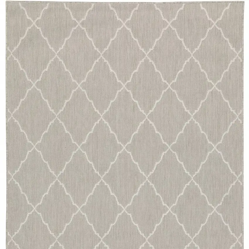 3'x5' Gray and Ivory Trellis Indoor Outdoor Area Rug Photo 10