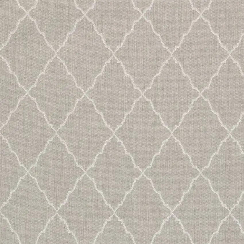 5'x7' Gray and Ivory Trellis Indoor Outdoor Area Rug Photo 9