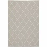 Photo of 7'x9' Gray and Ivory Trellis Indoor Outdoor Area Rug