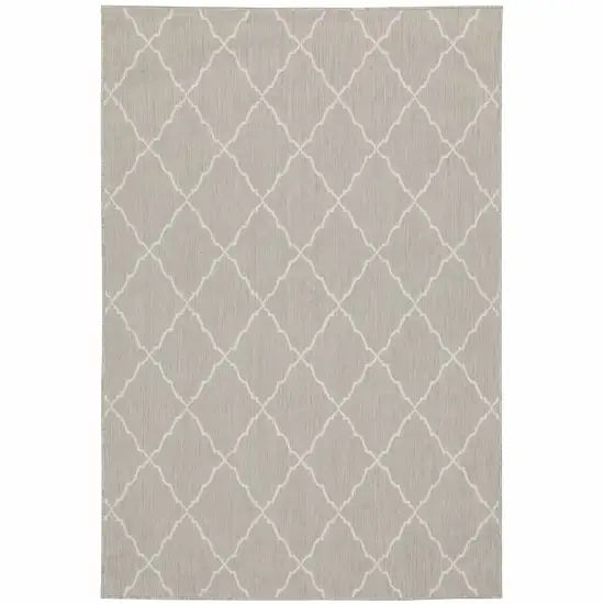 8'x10' Gray and Ivory Trellis Indoor Outdoor Area Rug Photo 1