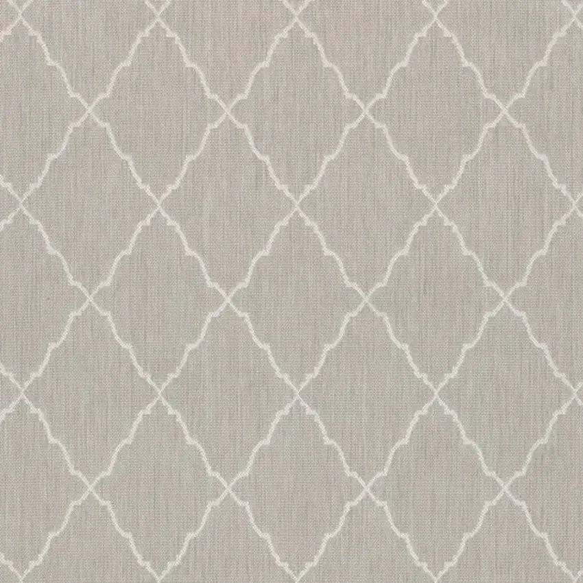 8'x10' Gray and Ivory Trellis Indoor Outdoor Area Rug Photo 9