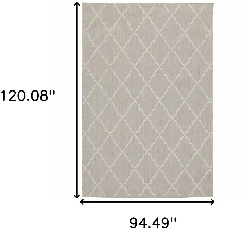8'x10' Gray and Ivory Trellis Indoor Outdoor Area Rug Photo 11