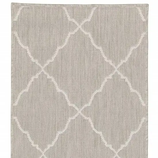 Gray And Ivory Indoor Outdoor Runner Rug Photo 4