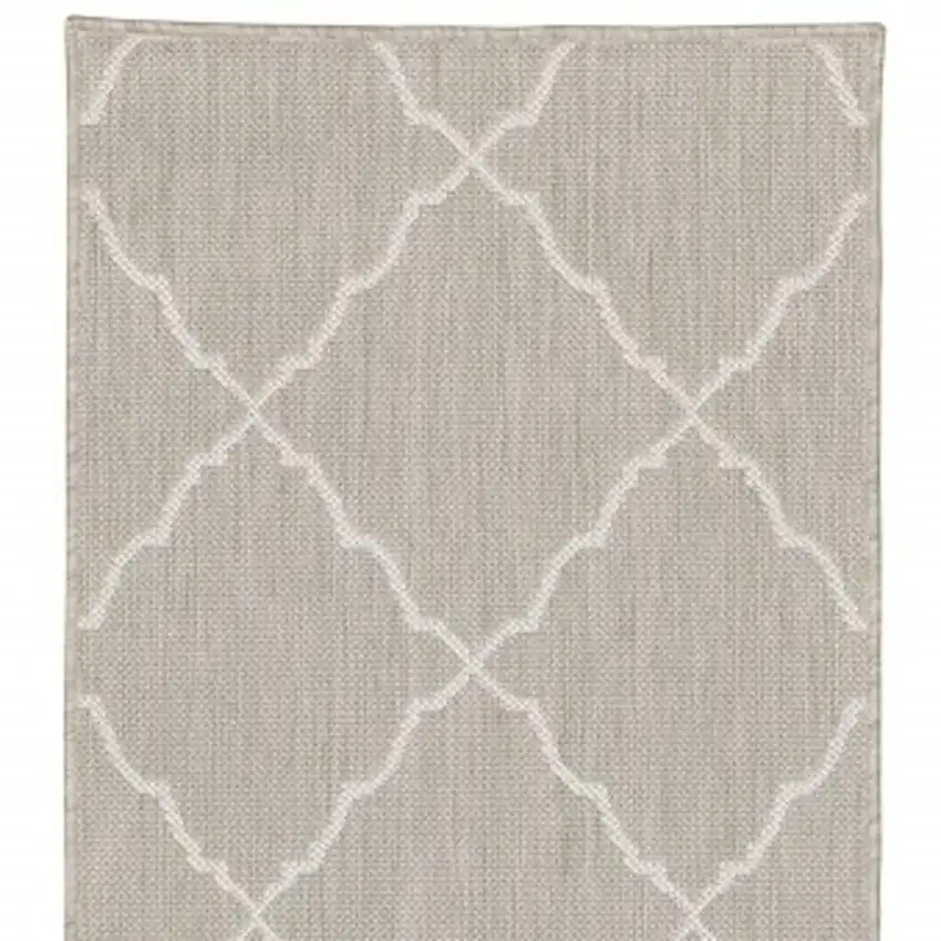 Gray And Ivory Indoor Outdoor Runner Rug Photo 4