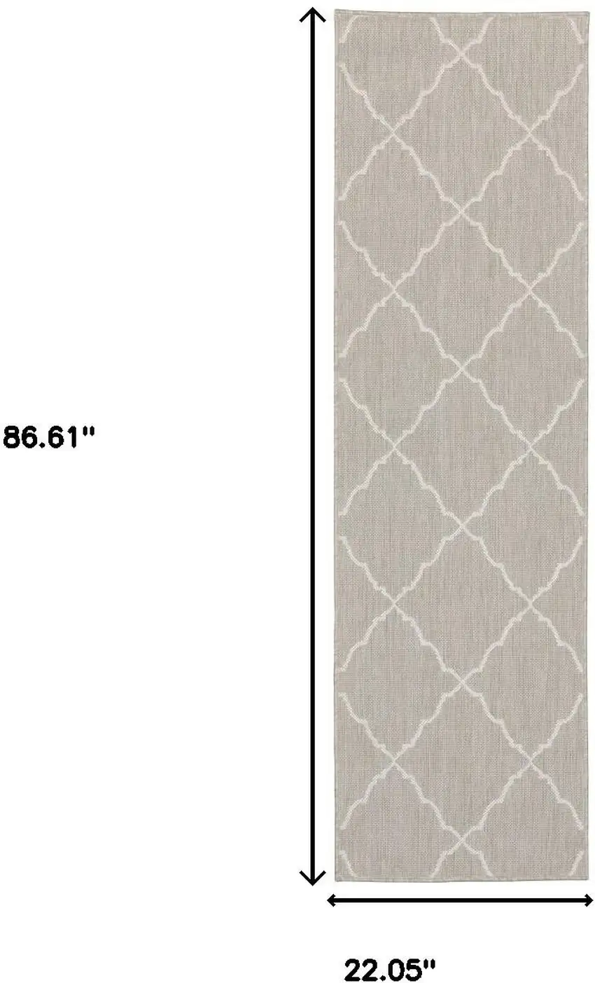 Gray And Ivory Indoor Outdoor Runner Rug Photo 3