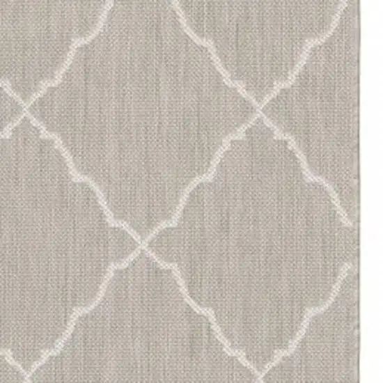 Gray And Ivory Indoor Outdoor Runner Rug Photo 9