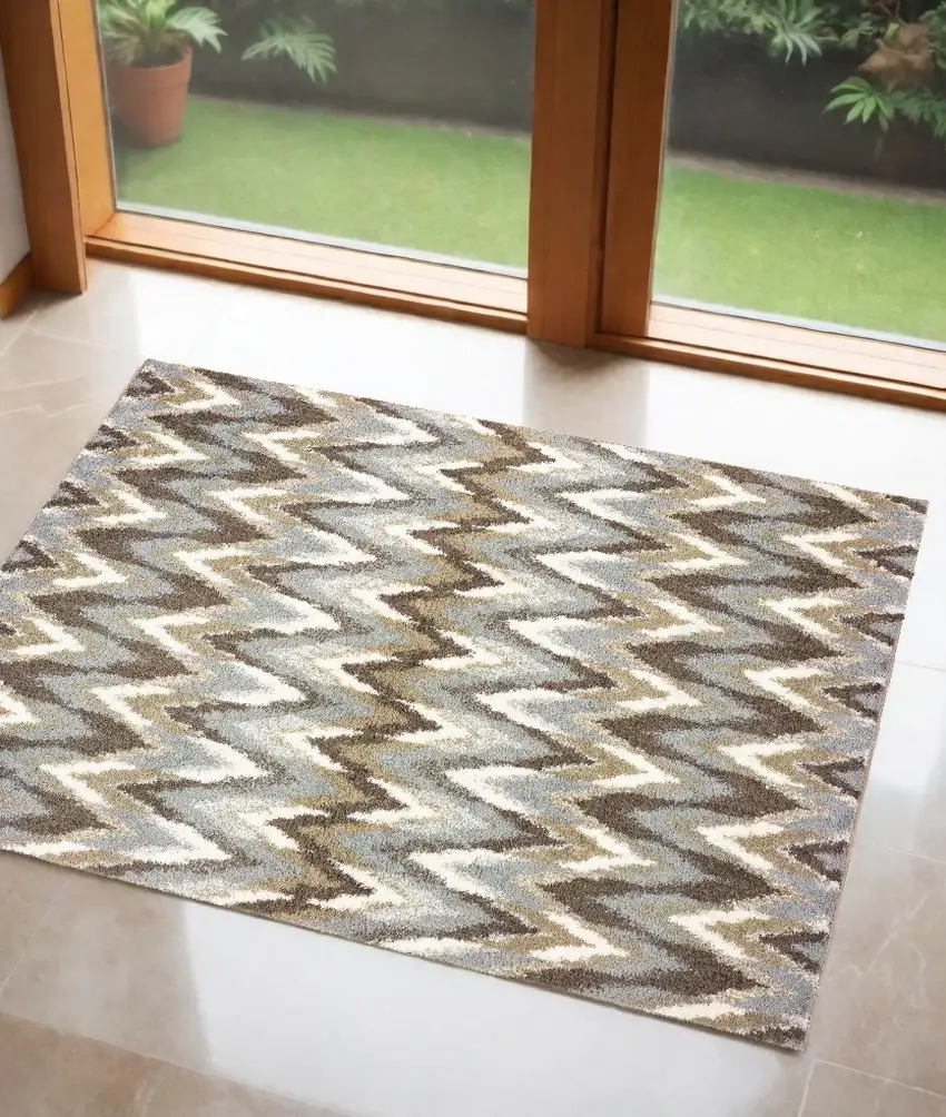 Gray Shag Power Loom Area Rug Photo 1