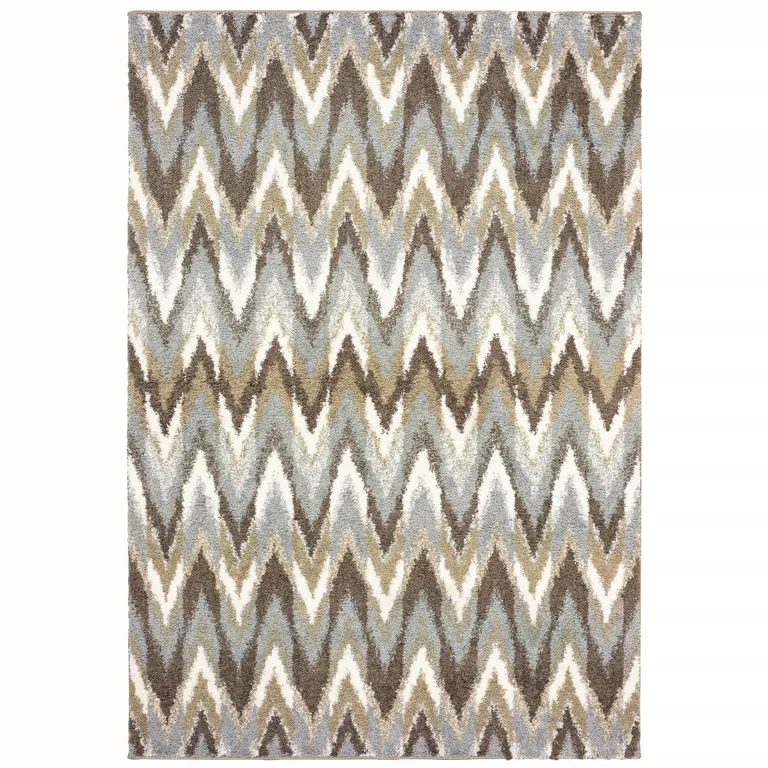 2'x3' Gray and Taupe Ikat Pattern Scatter Rug Photo 1