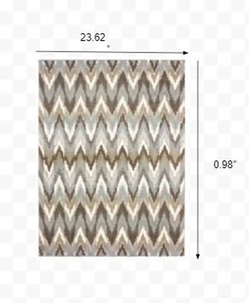 2'x3' Gray and Taupe Ikat Pattern Scatter Rug Photo 2