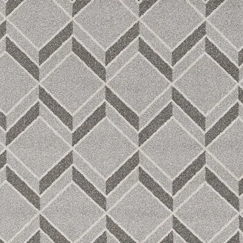 3'X5' Grey Machine Woven Uv Treated Herringbone Illusion Indoor Outdoor Area Rug Photo 4