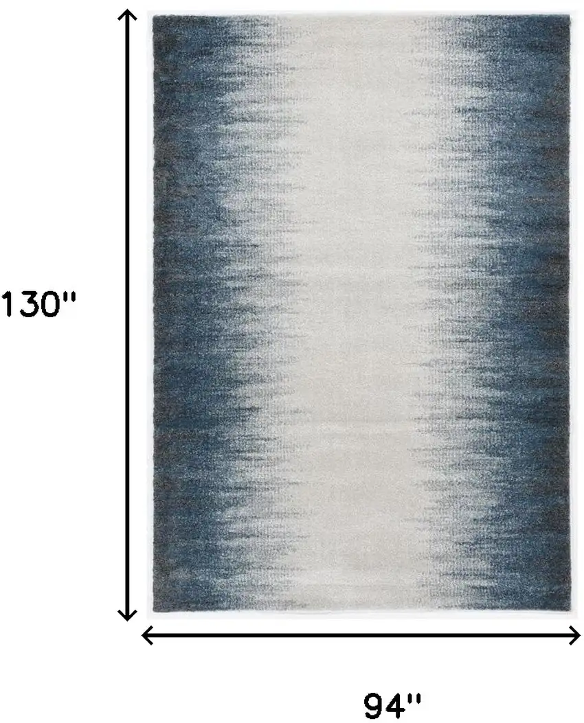 Ivory Blue Machine Woven Ombre Indoor Area Rug Photo 3