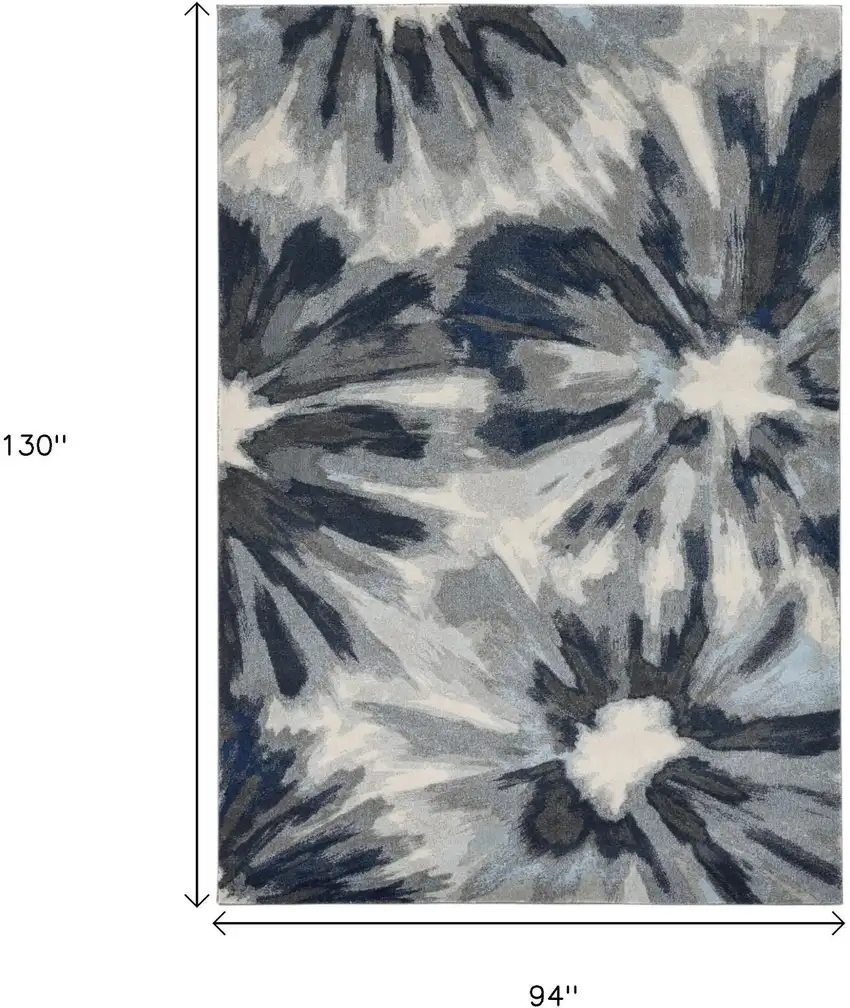 Ivory And Blue Floral Area Rug Photo 7