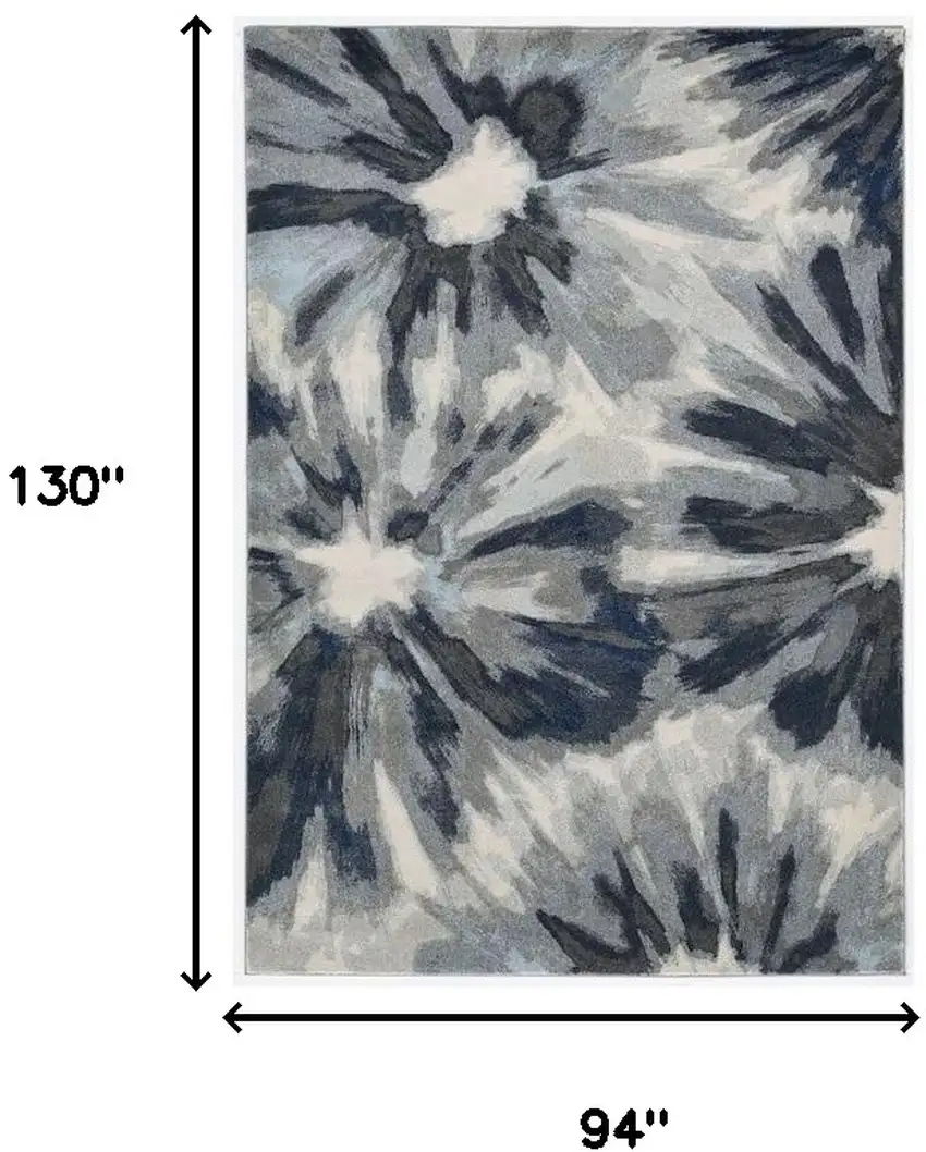Ivory Blue Machine Woven Oversized Floral Indoor Area Rug Photo 3