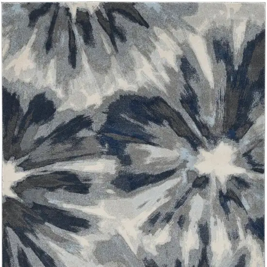 Ivory And Blue Floral Area Rug Photo 4