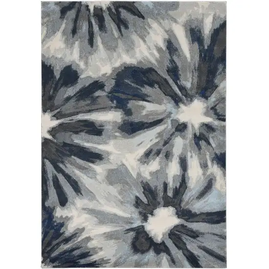 Ivory And Blue Abstract Area Rug Photo 2