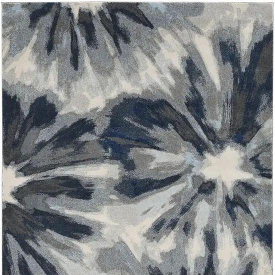 Ivory And Blue Abstract Area Rug Photo 4
