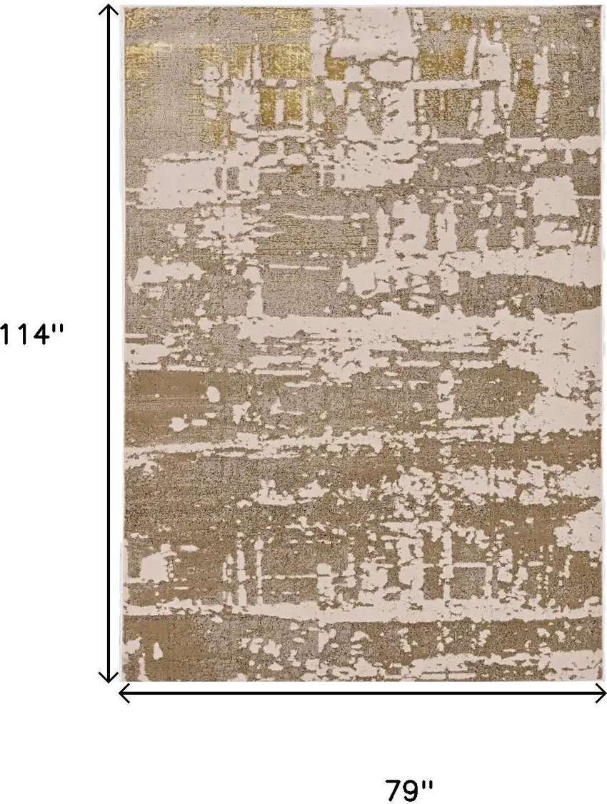 Ivory Taupe And Gold Abstract Area Rug Photo 5